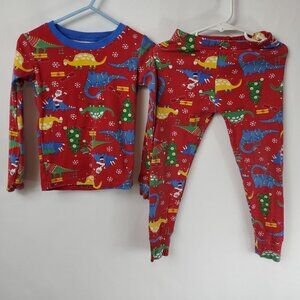Place Red Boys Christmas Holiday Dino Pajamas Lng Slv Top & Pants Sz 5